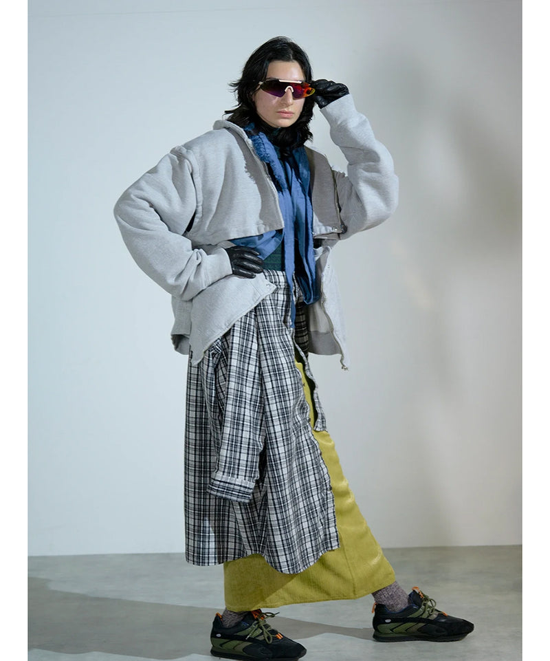 【40%OFF】CURRENTAGE - DETACHABLE HOODED SWEATSHIRT GREY