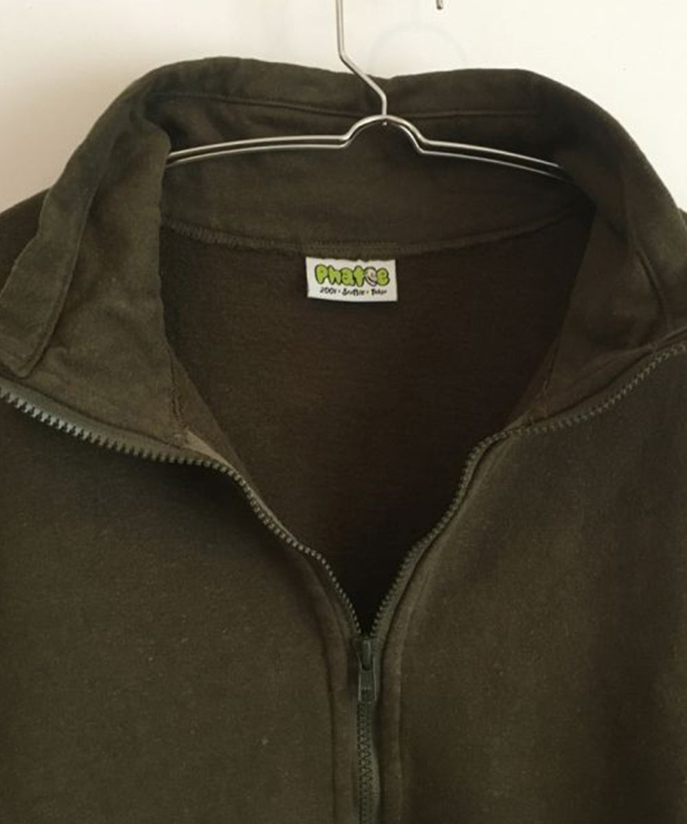 Phatee - HEMP SWEAT HENLEY HALF ZIP / OLIVE