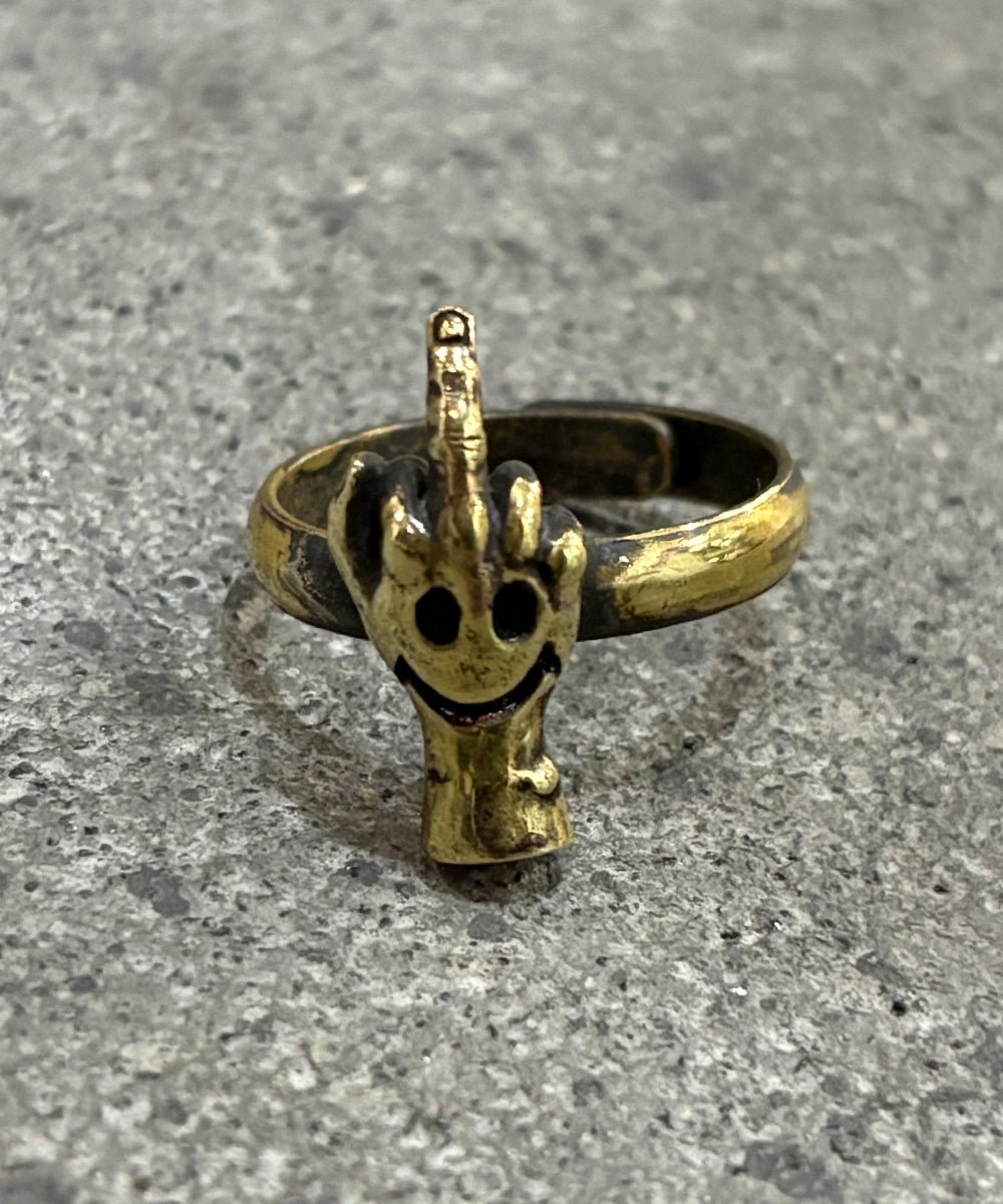 SOTHINGOOD - BRASS HAND SIGN「FUCKIN' SMILE」RING - DB&BAR