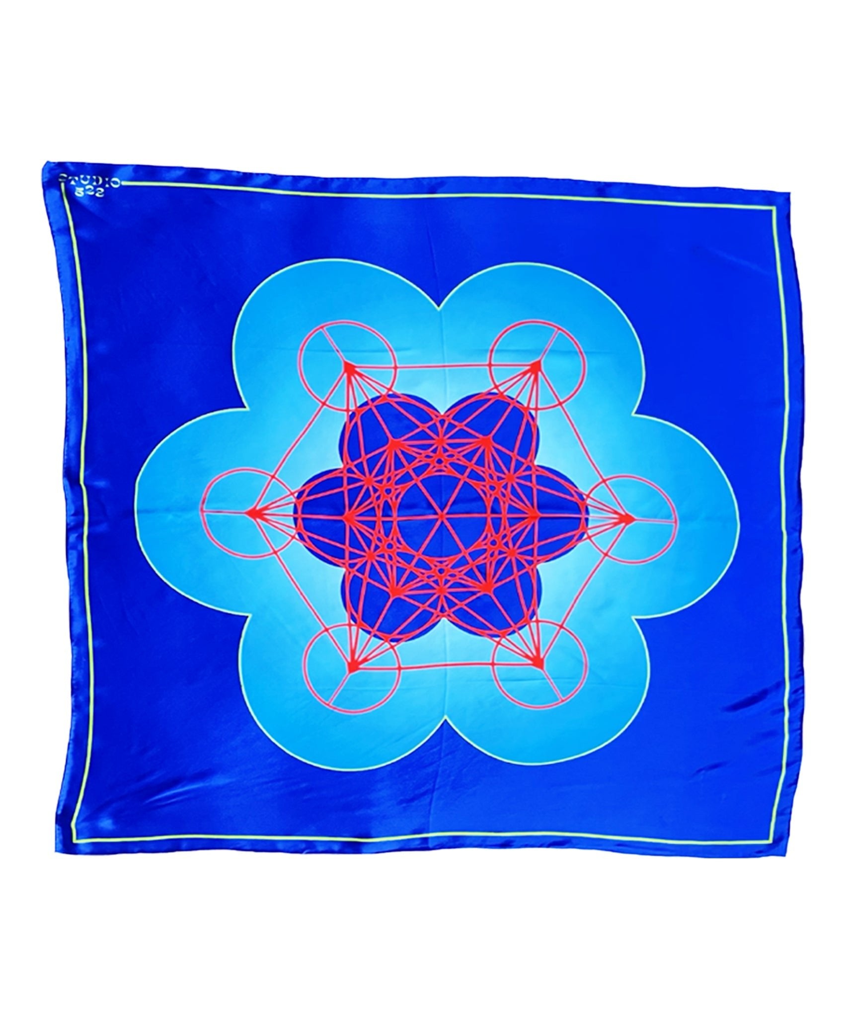 STUDIO 528hz - 5 PLATONIC SOLIDS BLUE SILK SCARF / BLUE - DB&BAR
