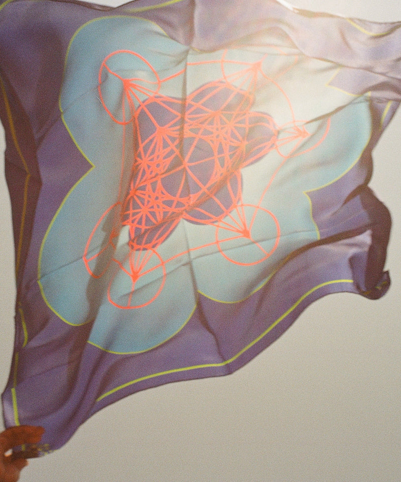 STUDIO 528hz - 5 PLATONIC SOLIDS BLUE SILK SCARF / BLUE - DB&BAR