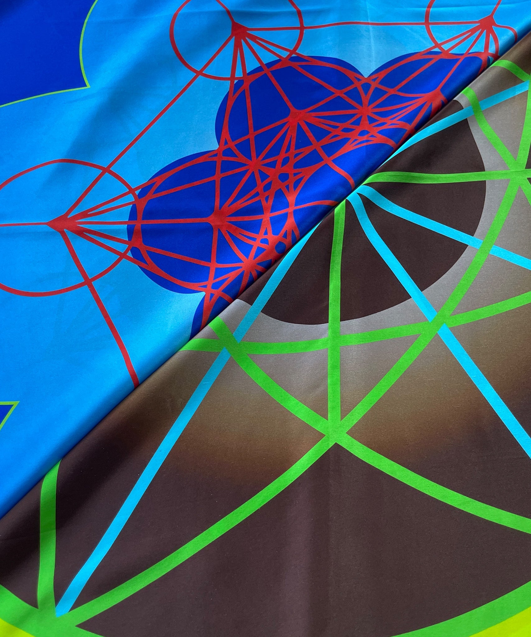 STUDIO 528hz - 5 PLATONIC SOLIDS BLUE SILK SCARF / BLUE - DB&BAR