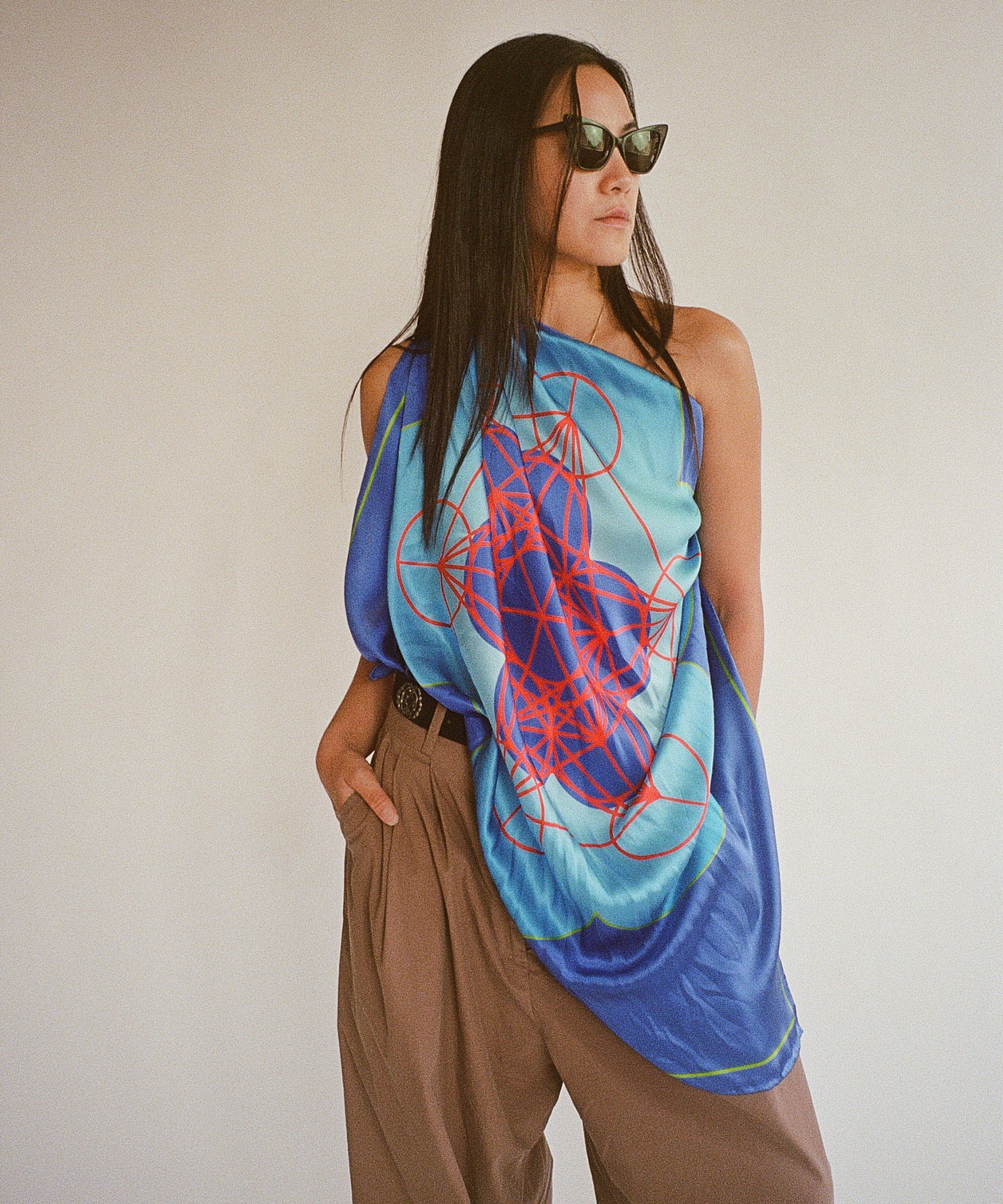 Silk さま専用 STUDIO 528hz - 5 PLATONIC SOLIDS BLUE SILK SCARF / BLUE | DB&BAR