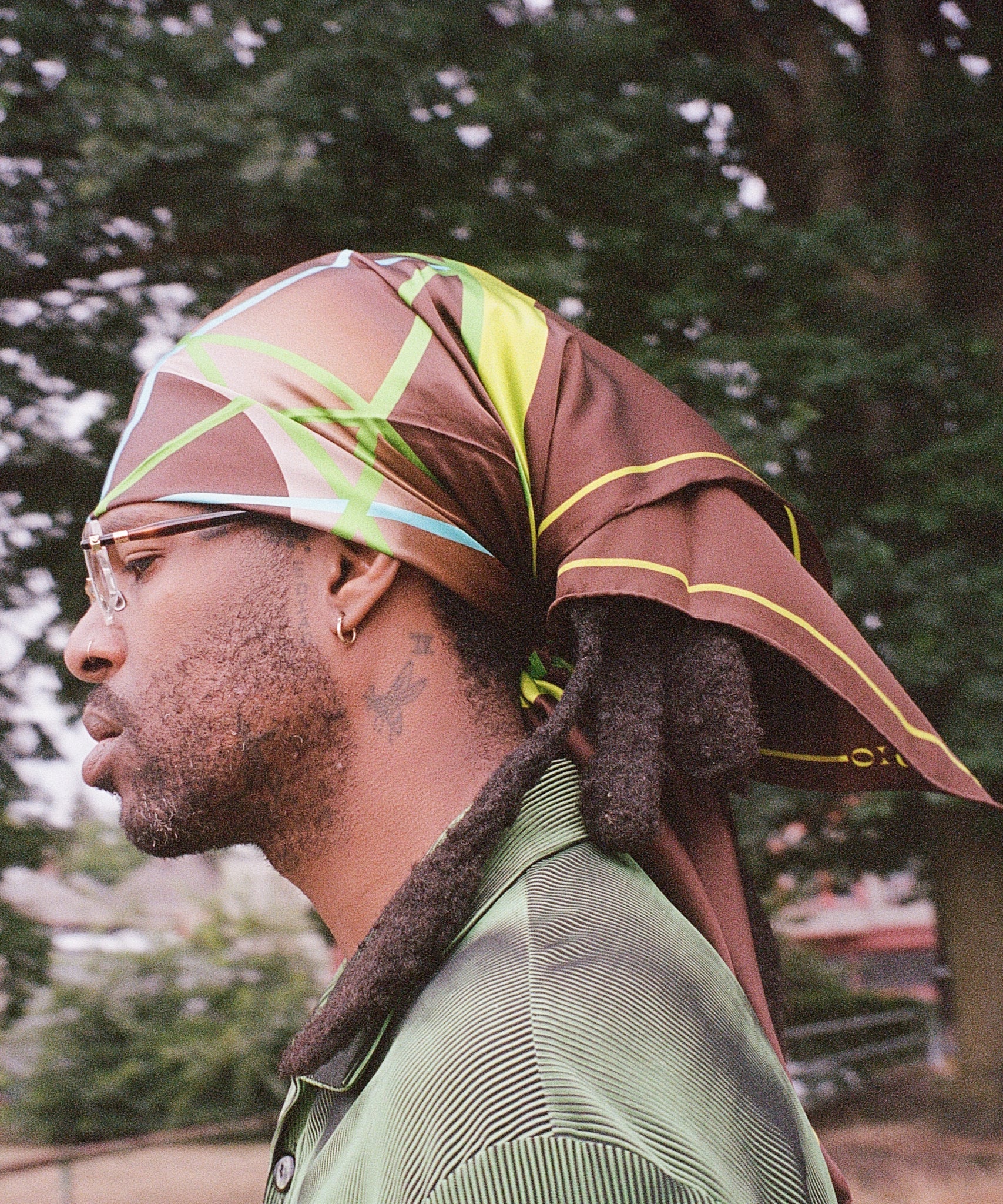 STUDIO 528hz - EYE SEE YOU BROWN SILK SCARF / BROWN - DB&BAR