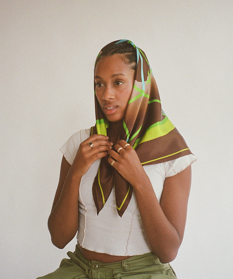STUDIO 528hz - EYE SEE YOU BROWN SILK SCARF / BROWN - DB&BAR