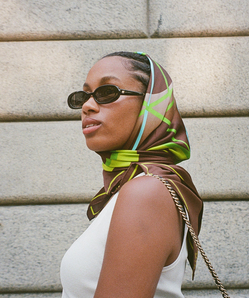 STUDIO 528hz - EYE SEE YOU BROWN SILK SCARF / BROWN - DB&BAR