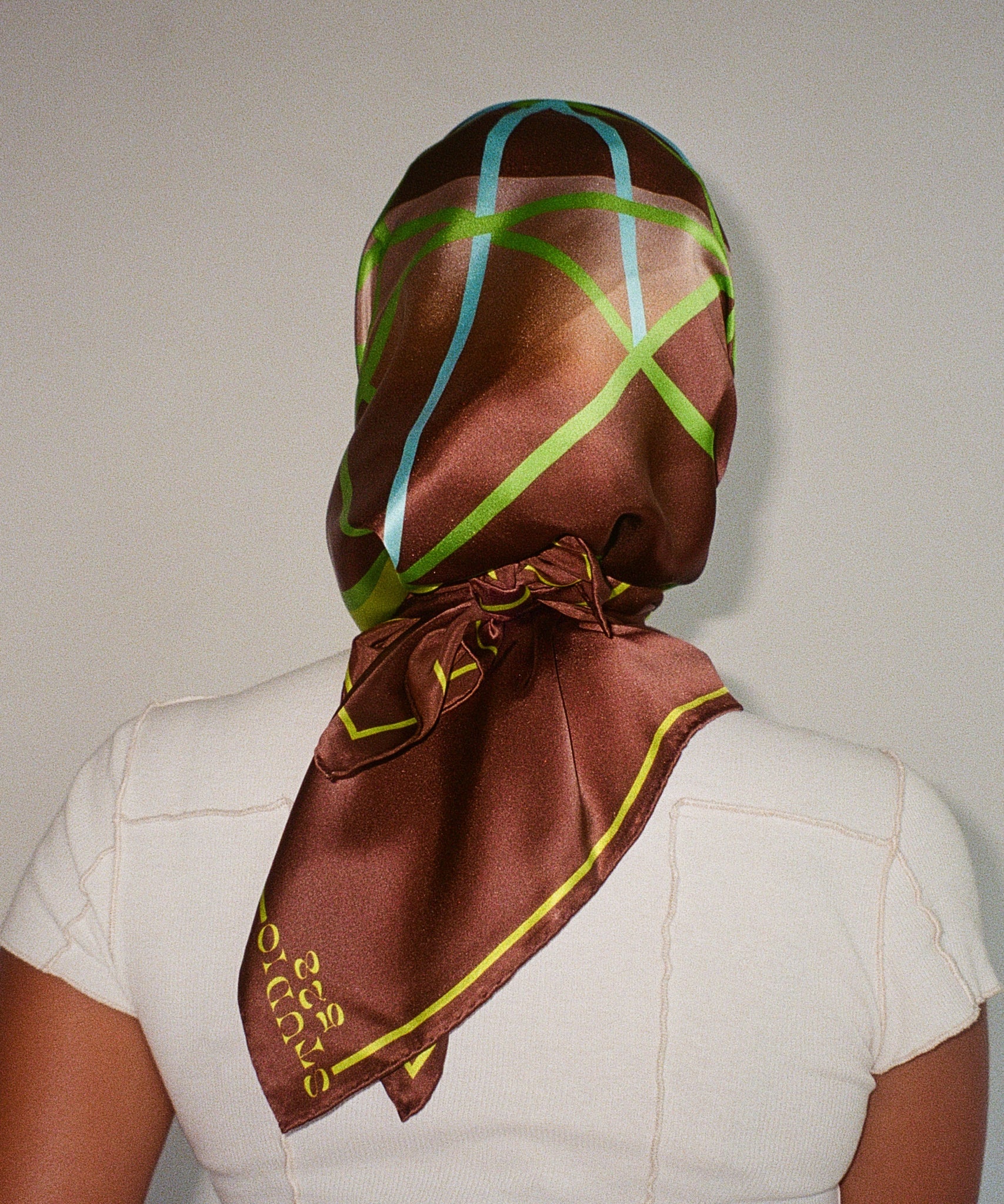 STUDIO 528hz - EYE SEE YOU BROWN SILK SCARF / BROWN - DB&BAR