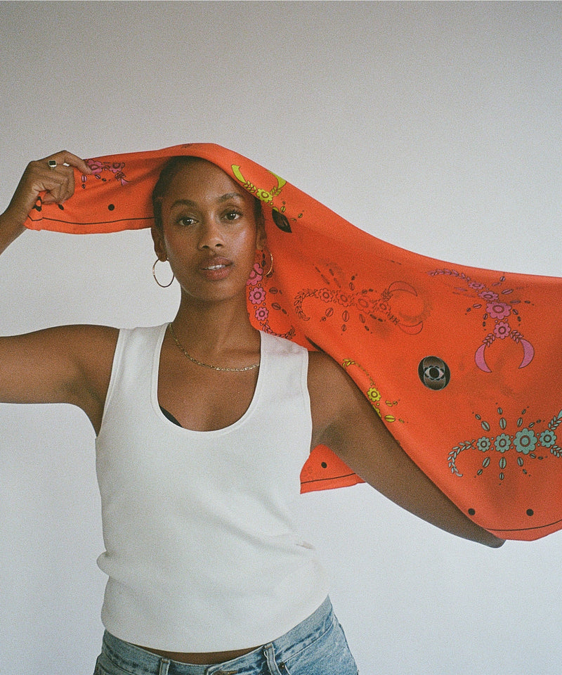 STUDIO 528hz - SCORPIO SZN ORANGE SILK SCARF / ORANGE - DB&BAR