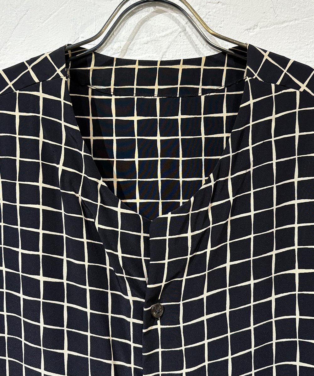 Timeless Treasures : theSakaki - NO COLLAR L/S GRID PATTERN SHIRT 商品画像 - DB&BAR