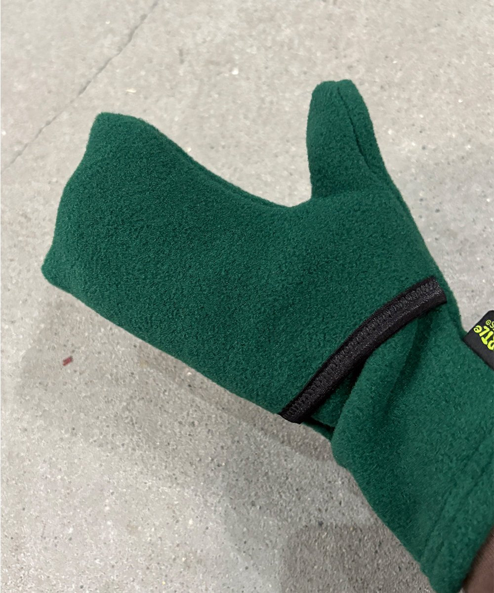 TURTLE GLOVES - TURTLE FLAP MITTENS COZY WINTER FLEECE / GREEN - DB&BAR