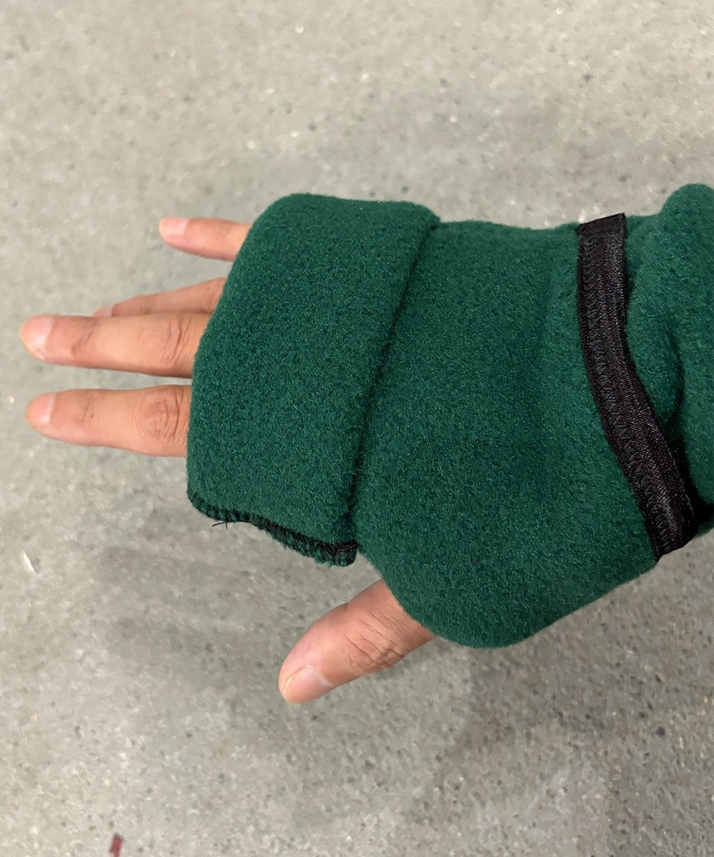TURTLE GLOVES - TURTLE FLAP MITTENS COZY WINTER FLEECE / GREEN - DB&BAR
