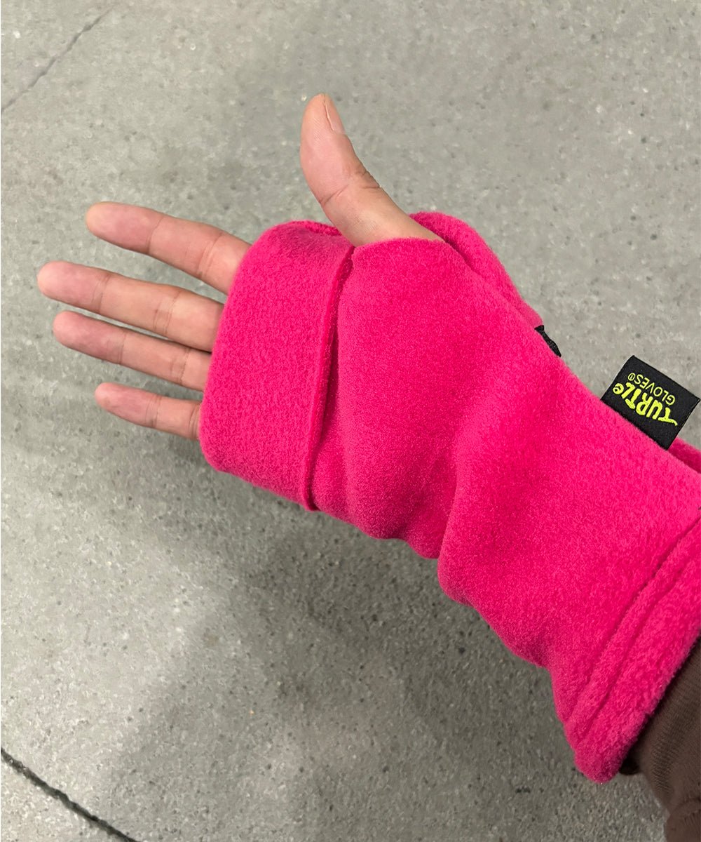 TURTLE GLOVES - TURTLE FLAP MITTENS COZY WINTER FLEECE / PINK - DB&BAR