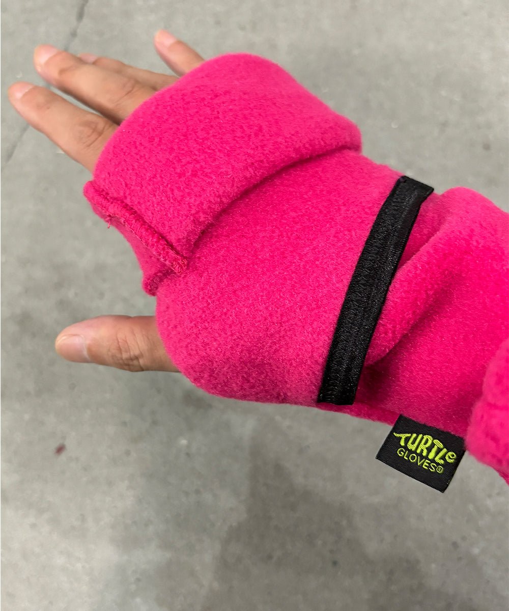 TURTLE GLOVES - TURTLE FLAP MITTENS COZY WINTER FLEECE / PINK - DB&BAR