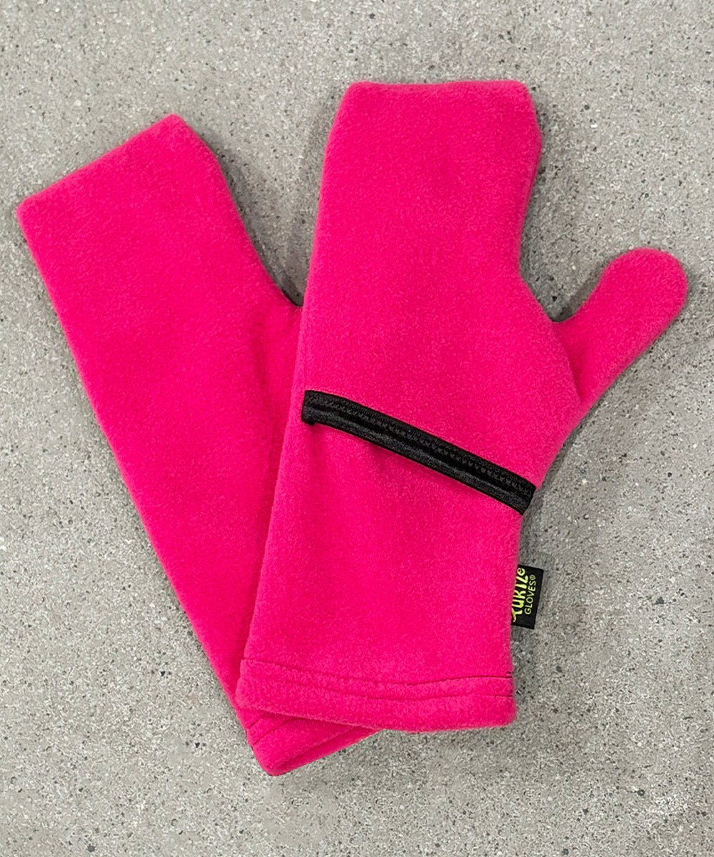 TURTLE GLOVES - TURTLE FLAP MITTENS COZY WINTER FLEECE / PINK - DB&BAR