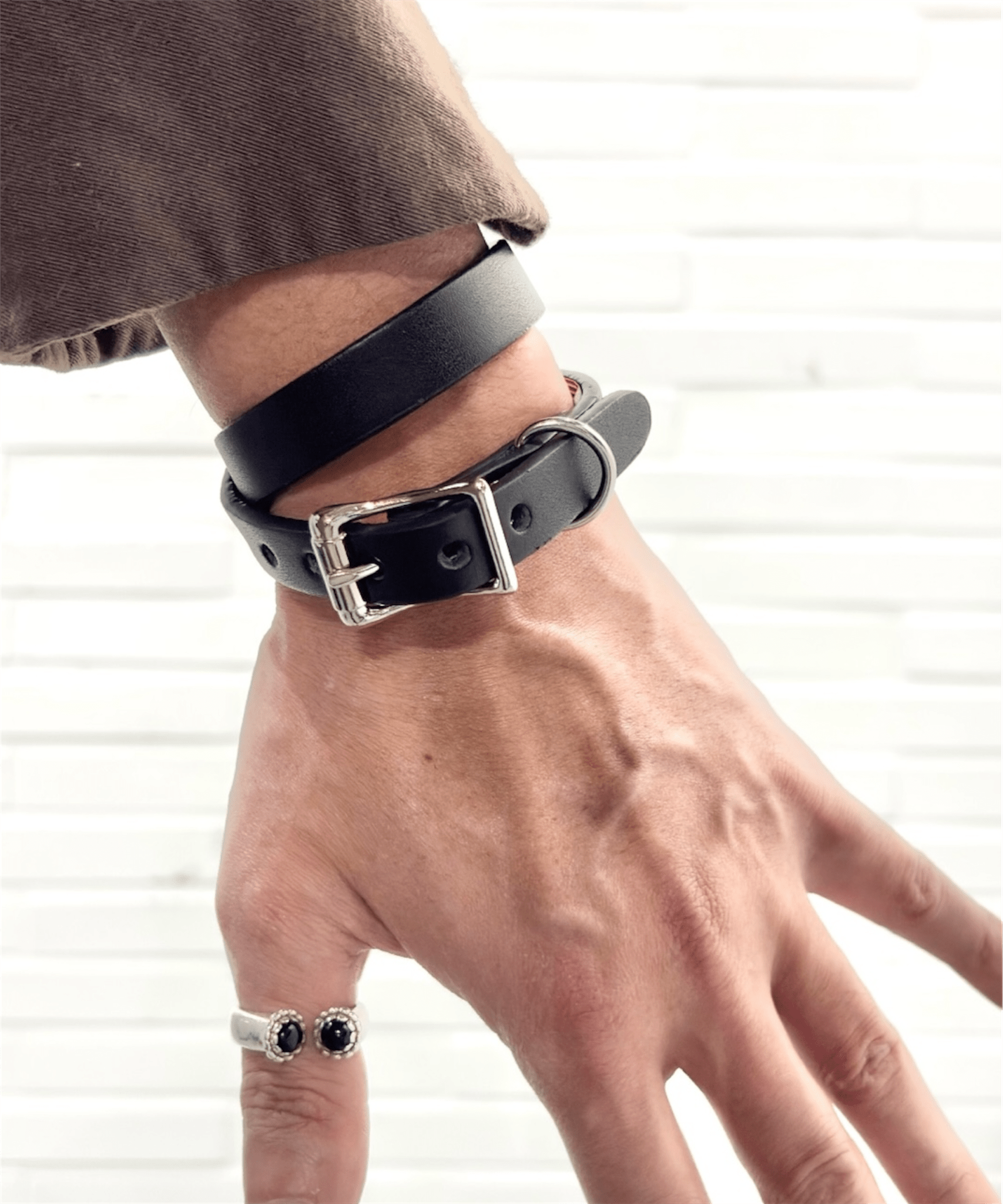 U.S. LEATHER ACCESSORIES - DOUBLE WRAP BRACELET ＆ CHOKER / BLACK 商品画像 - DB&BAR