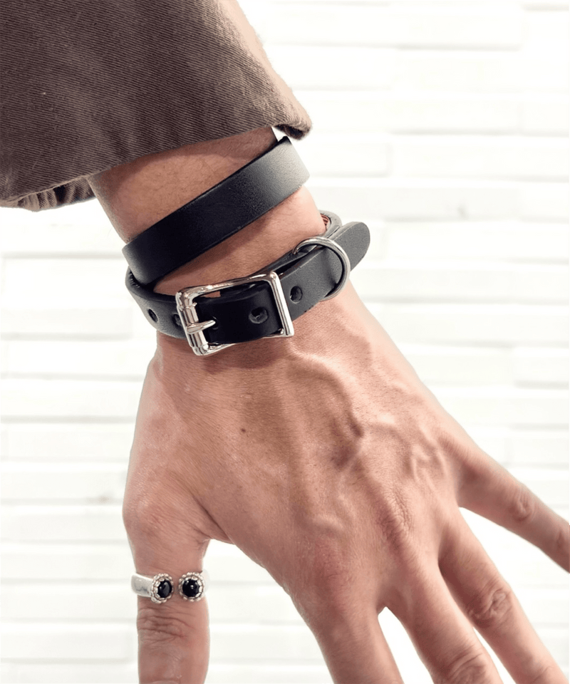 U.S. LEATHER ACCESSORIES - DOUBLE WRAP BRACELET ＆ CHOKER / BLACK 商品画像 - DB&BAR