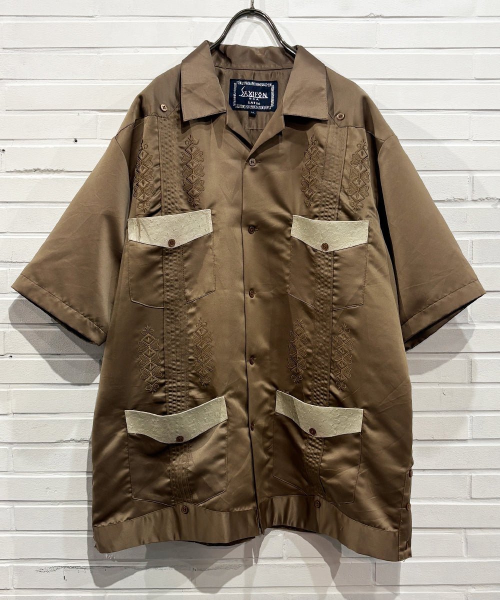 VINTAGE - EMBROIDERED SATIN CUBAN SHIRT - DB&BAR