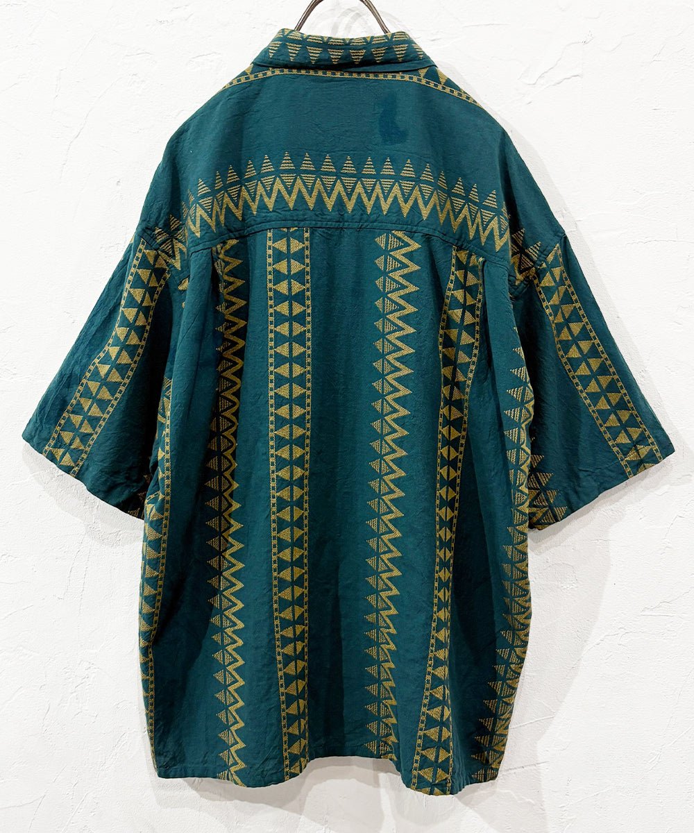 VINTAGE - SOMANI FABRIC GEOMETRIC PATTERN SHIRT GREEN - DB&BAR