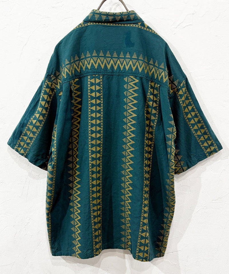 VINTAGE - SOMANI FABRIC GEOMETRIC PATTERN SHIRT GREEN 商品画像 - DB&BAR