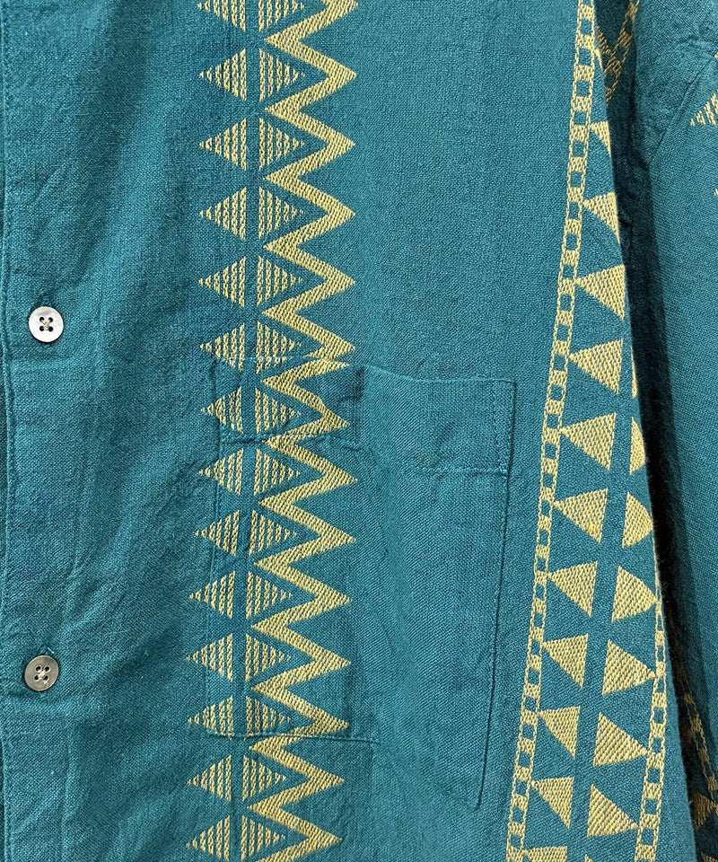 VINTAGE - SOMANI FABRIC GEOMETRIC PATTERN SHIRT GREEN 商品画像 - DB&BAR