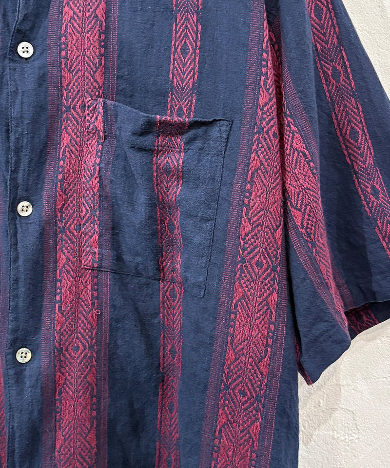VINTAGE - SOMANI FABRIC GEOMETRIC PATTERN SHIRT NAVY 商品画像 - DB&BAR