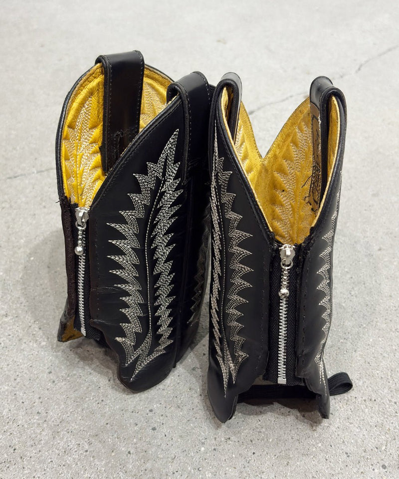 VINTAGE - WESTERN BOOTS REMAKE LEG COVER BLACK WHITE - DB&BAR