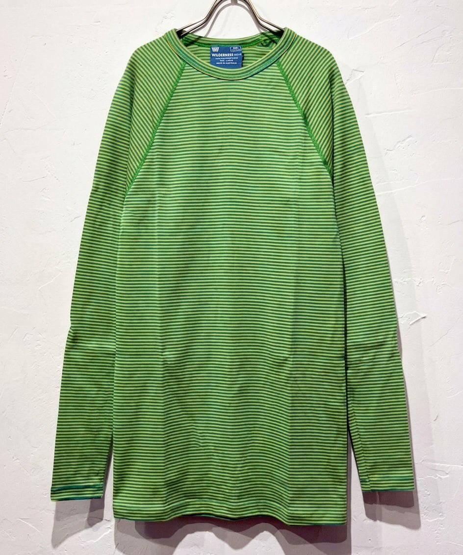 WILDERNESS WEAR - POLYPRO +190 L/S CREW STRIPE / JADE×GOLD 商品画像 - DB&BAR