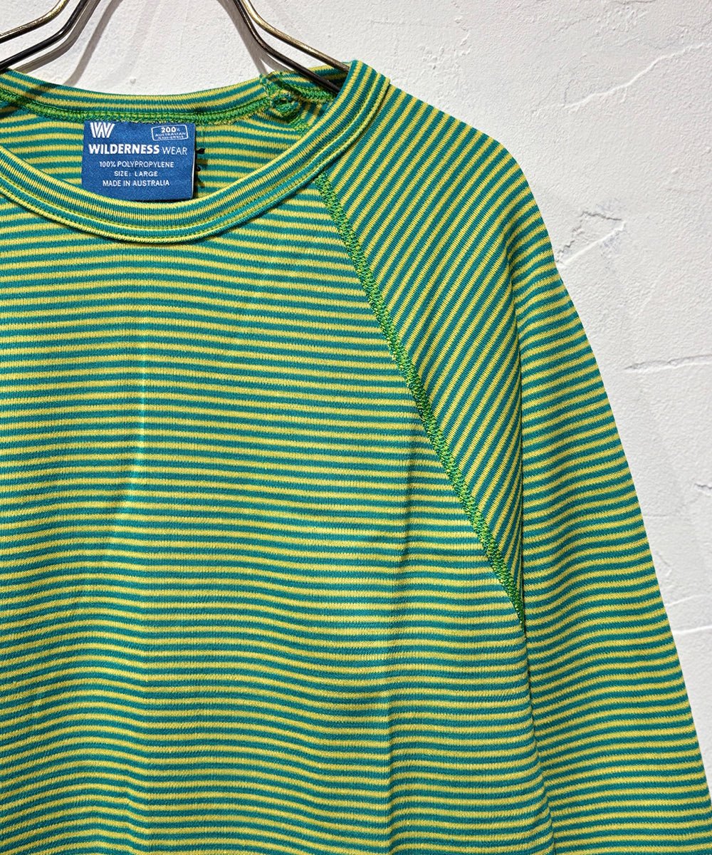 WILDERNESS WEAR - POLYPRO +190 L/S CREW STRIPE / JADE×GOLD 商品画像 - DB&BAR