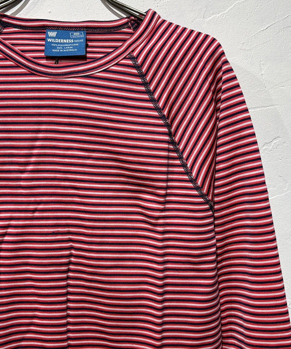 WILDERNESS WEAR - POLYPRO +190 L/S CREW STRIPE / NAVY×NEW RED×WHITE 商品画像 - DB&BAR