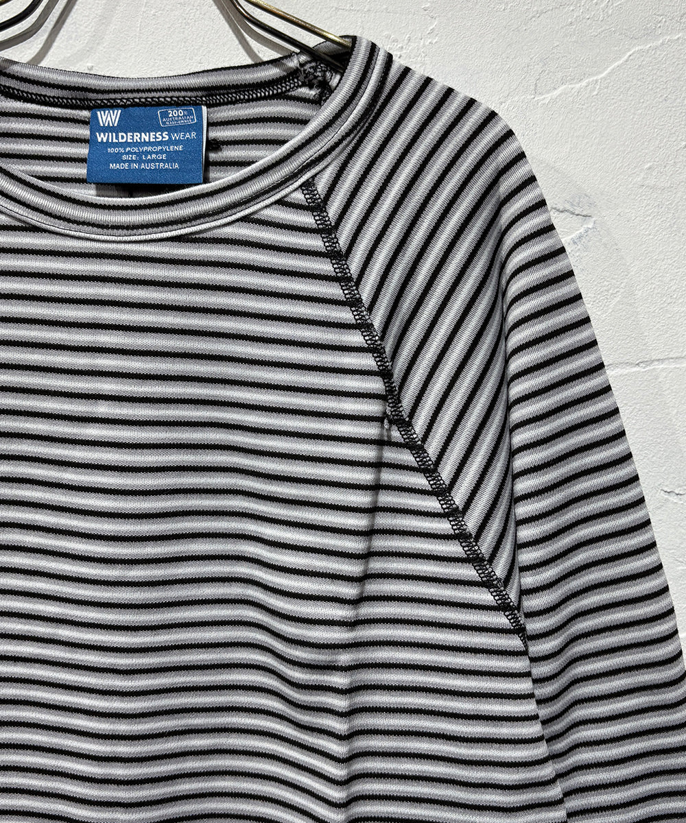 WILDERNESS WEAR - POLYPRO +190 L/S CREW STRIPE / BLACK×GRAY×NAVY