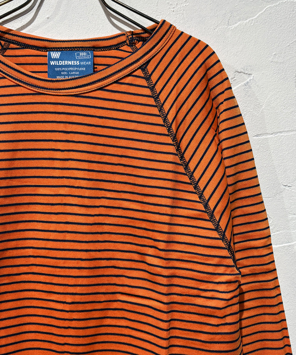 WILDERNESS WEAR - POLYPRO +190 L/S CREW STRIPE / ORANGE×NAVY