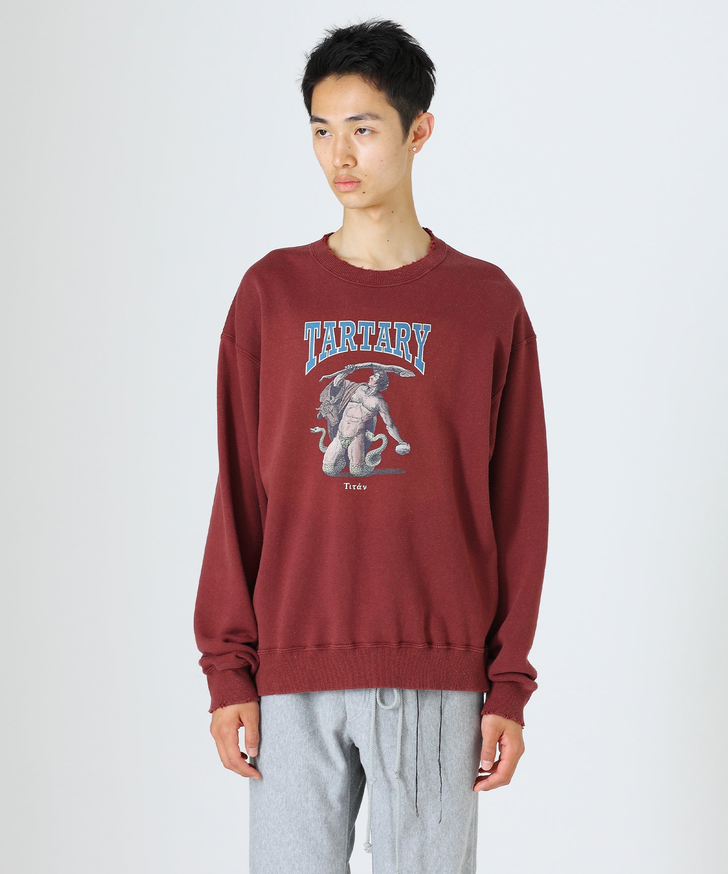 【60%OFF】Vintage crew neck (TITAN) - BURGUNDY