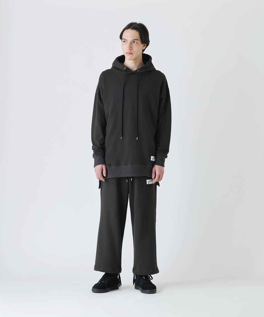 Basic line _ Big&long pullover hoodie - CHARCOAL BLACK - DIET BUTCHER