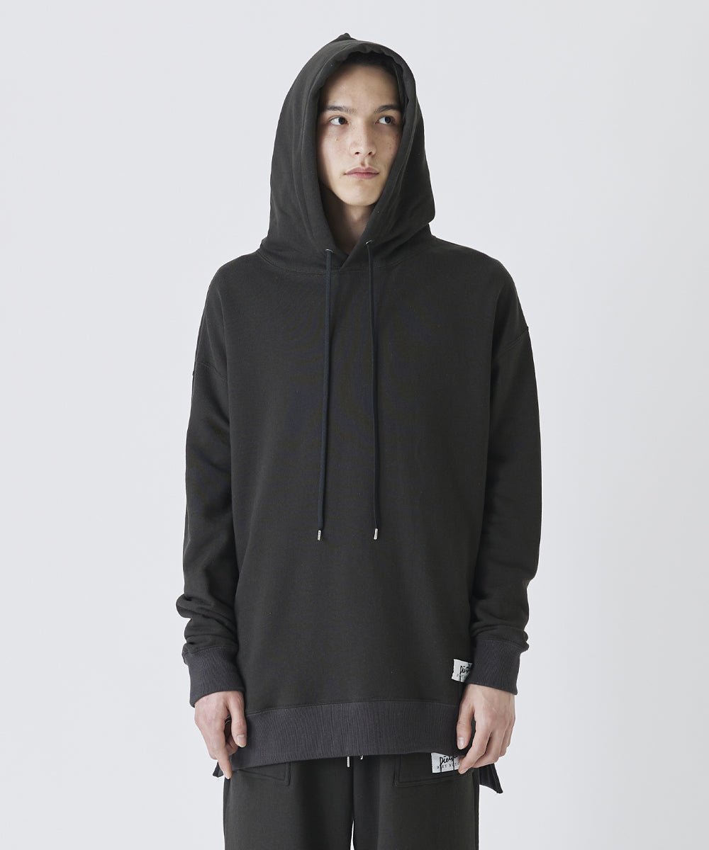Basic line _ Big&long pullover hoodie - CHARCOAL BLACK - DIET BUTCHER