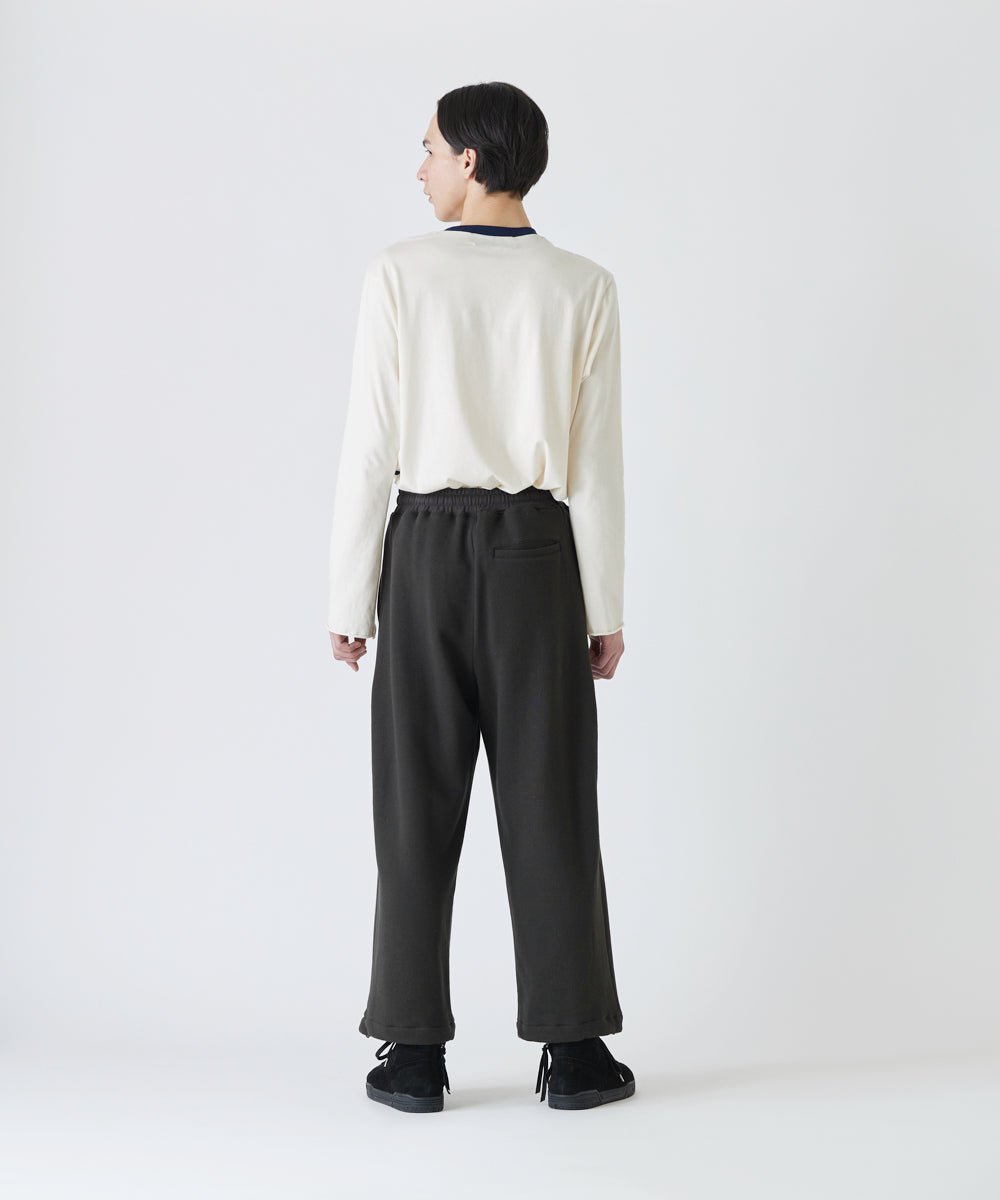 Basic line _ Cropped wide pants - CHARCOAL BLACK - DIET BUTCHER