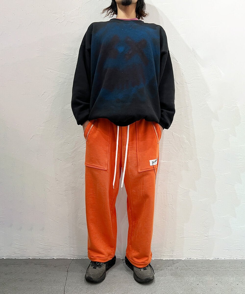 Basic line _ Cropped wide pants - ORANGE