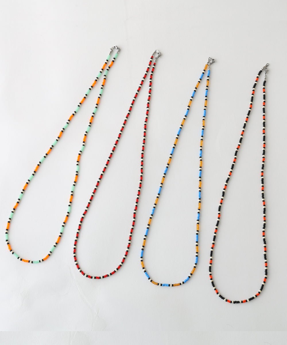 Beads necklace collaboration with Adder - BEIGE×SAX - DIET BUTCHER