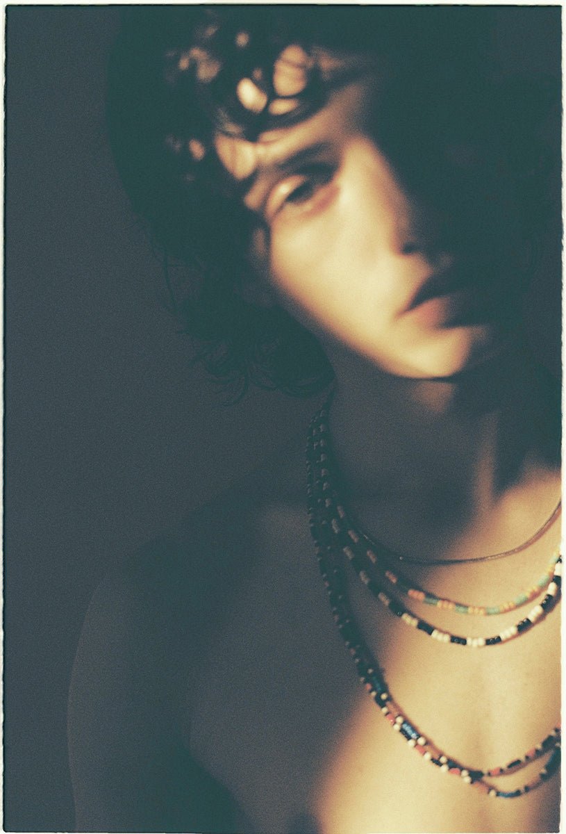Beads necklace collaboration with Adder - BLACK×RED ORANGE - DIET BUTCHER