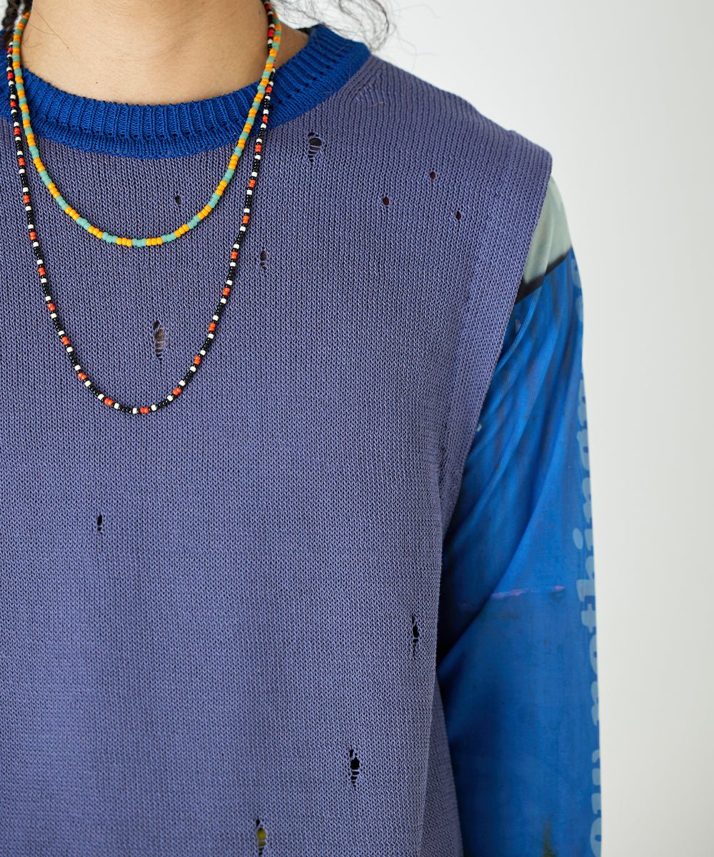 Beads necklace collaboration with Adder - BLACK×RED ORANGE - DIET BUTCHER
