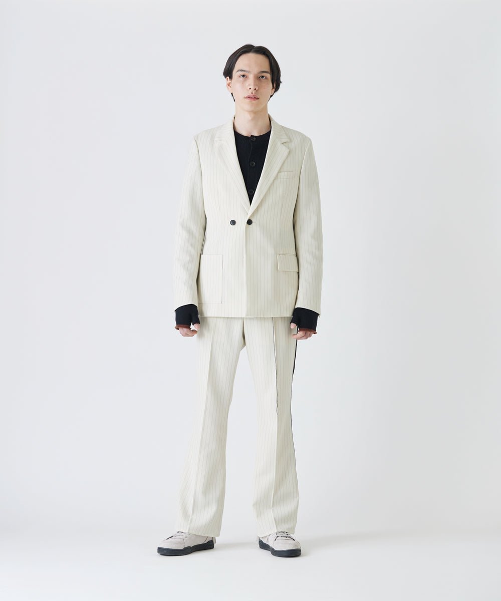 Jacket - OFF WHITE×GRAY pin stripe - DIET BUTCHER