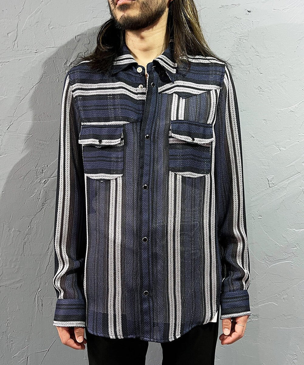 Mixed leno weave shirt - BLACK MIX - DIET BUTCHER