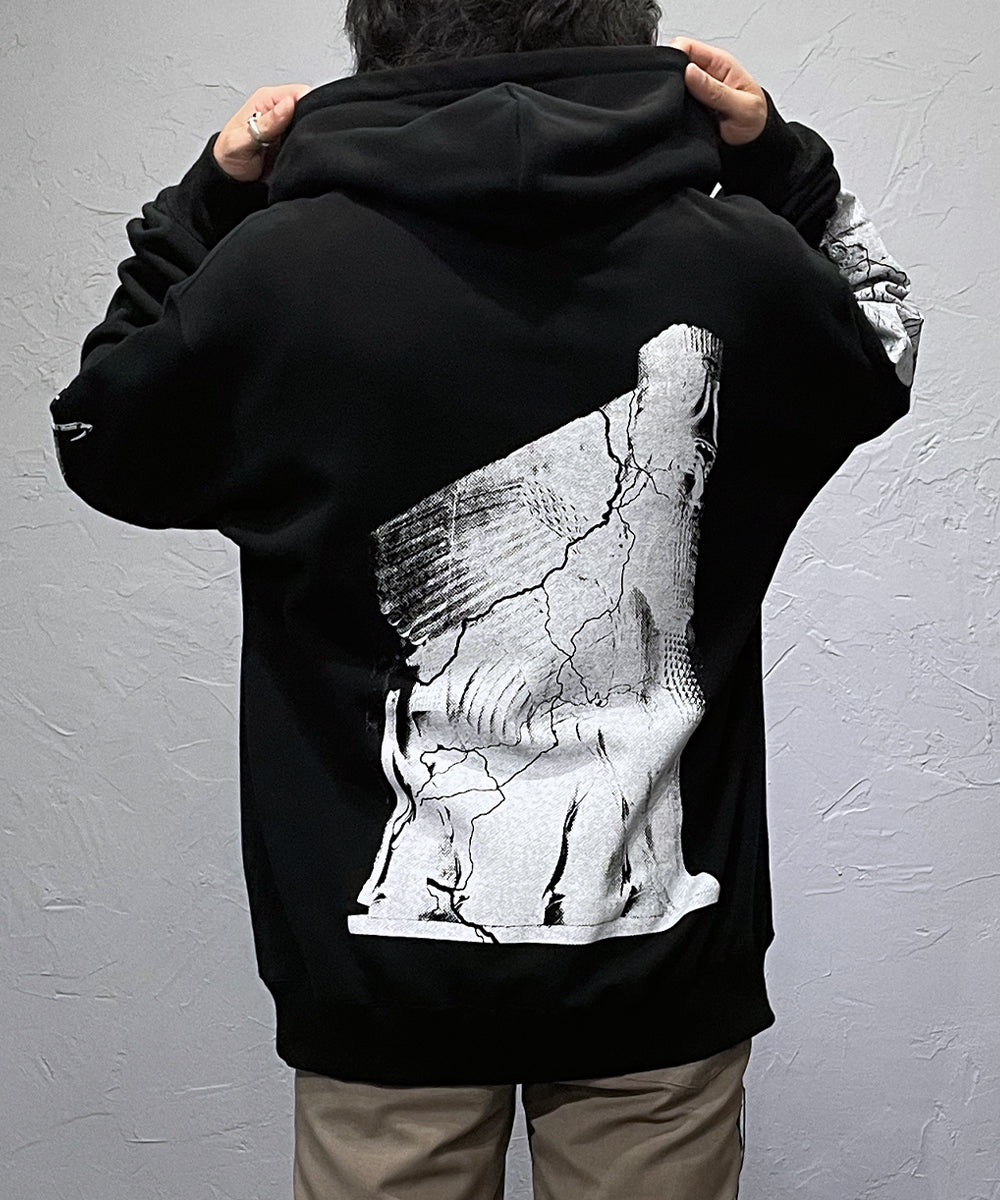 Printed hoodie (back) - BLACK - DIET BUTCHER