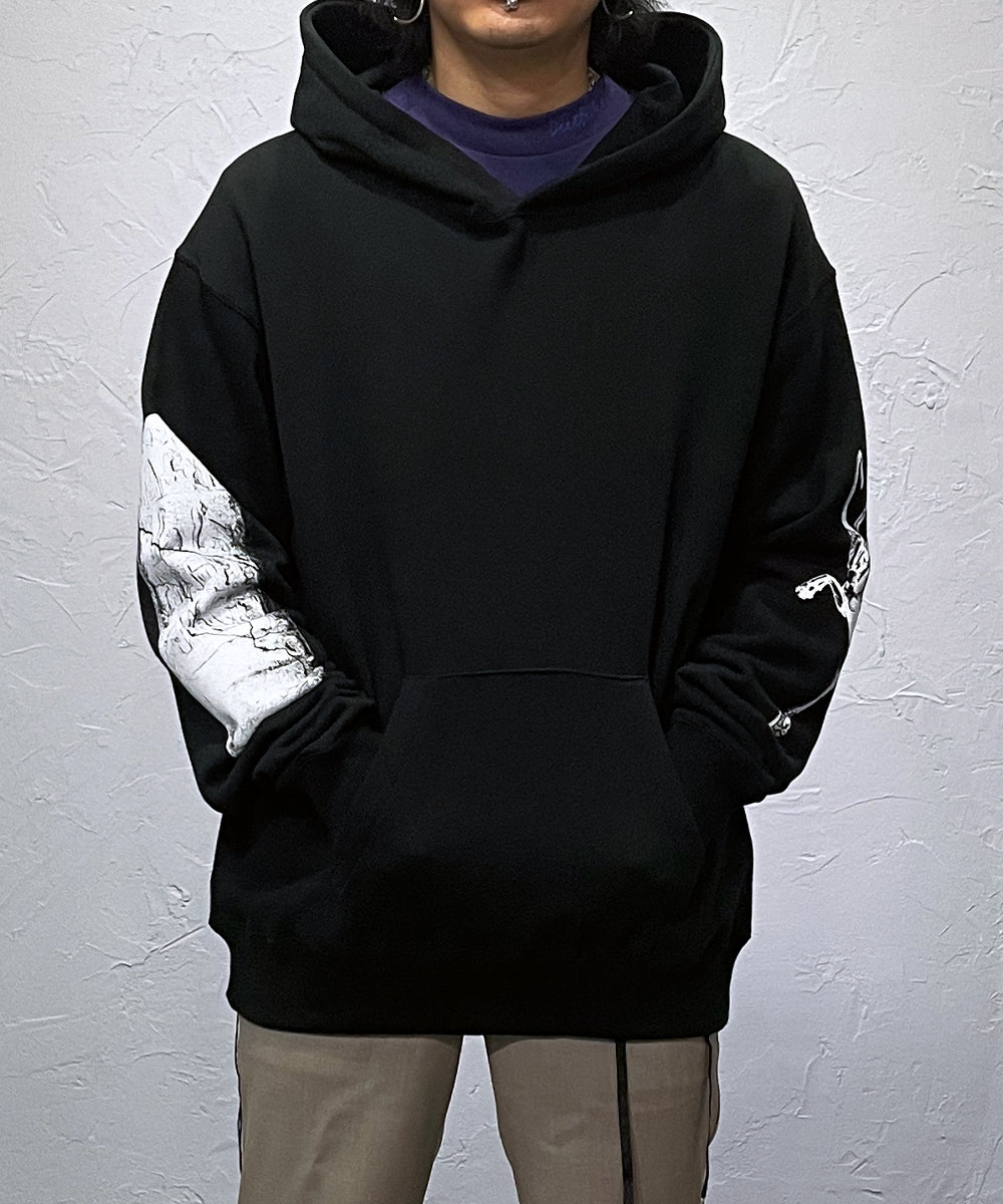 Printed hoodie (back) - BLACK - DIET BUTCHER