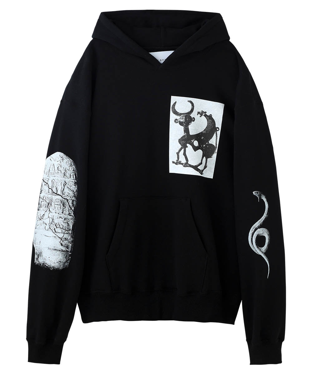 Printed hoodie (front) - BLACK - DIET BUTCHER