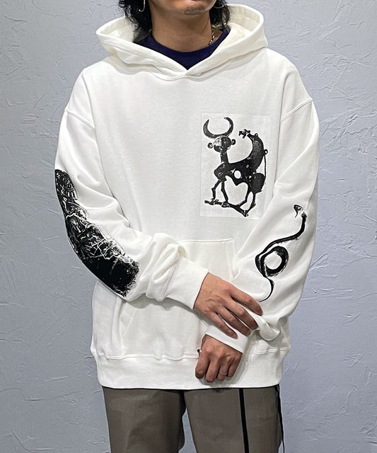 Printed hoodie (front) - WHITE - DIET BUTCHER