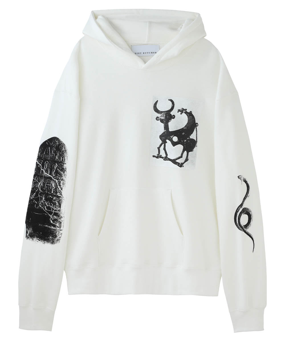 Printed hoodie (front) - WHITE - DIET BUTCHER