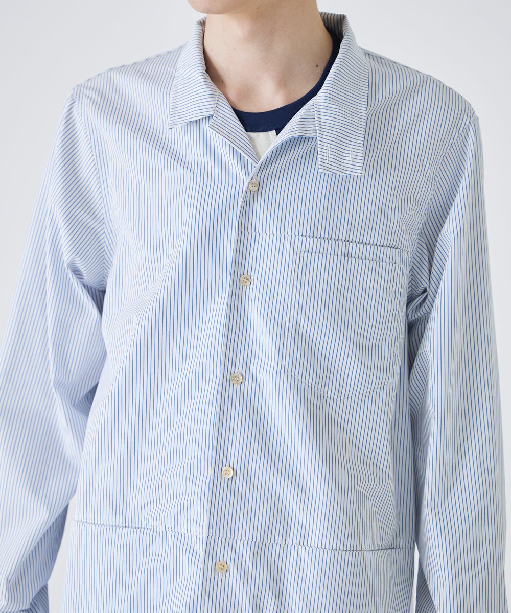Shirt coat - WHITE×BLUE pin stripe - DIET BUTCHER