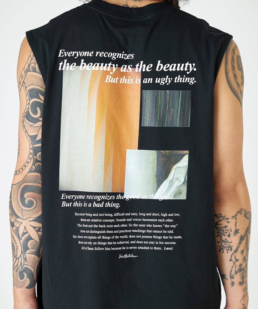 Sleeveless t-shirt with prints - BLACK - DIET BUTCHER
