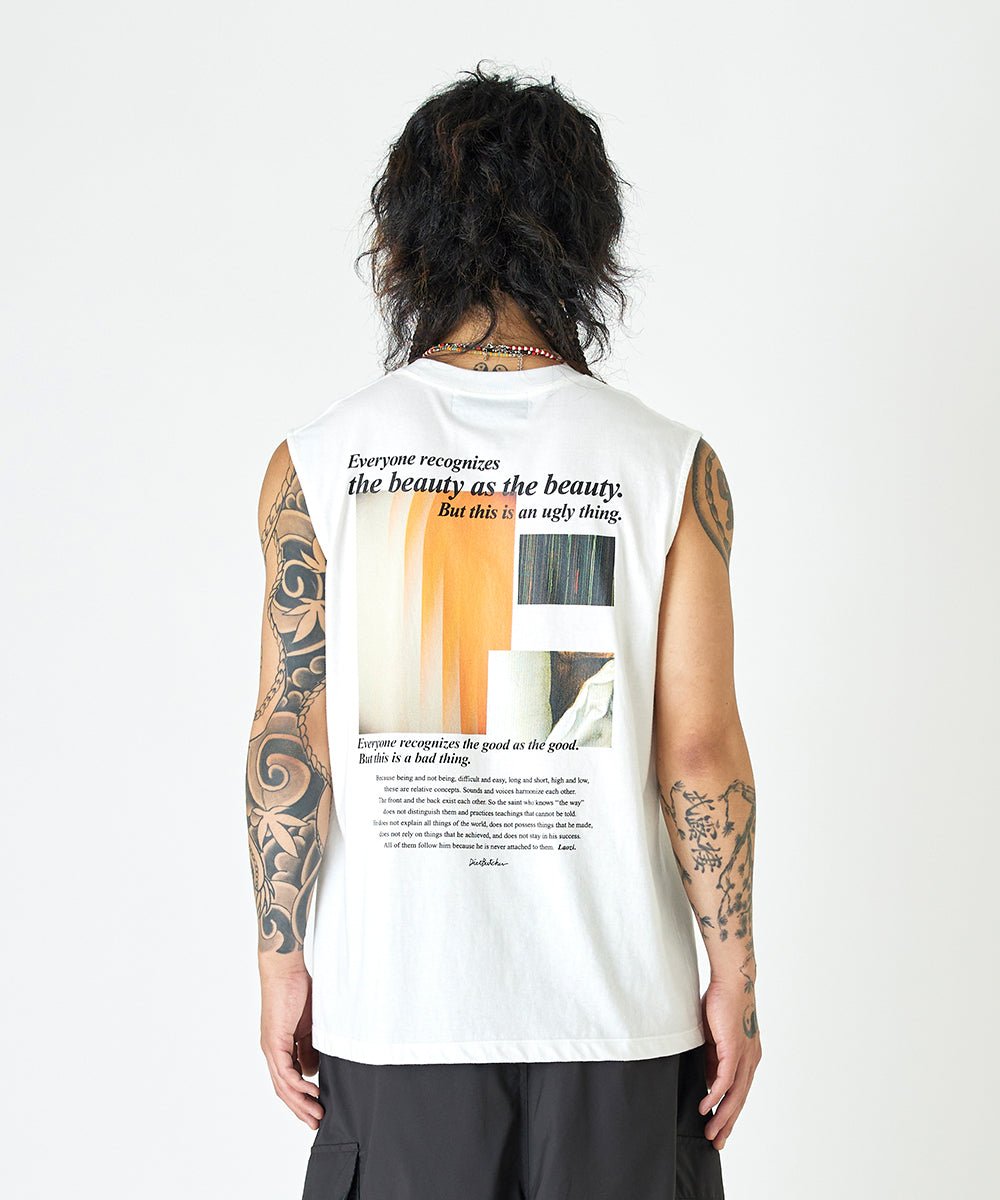 Sleeveless t-shirt with prints - WHITE - DIET BUTCHER