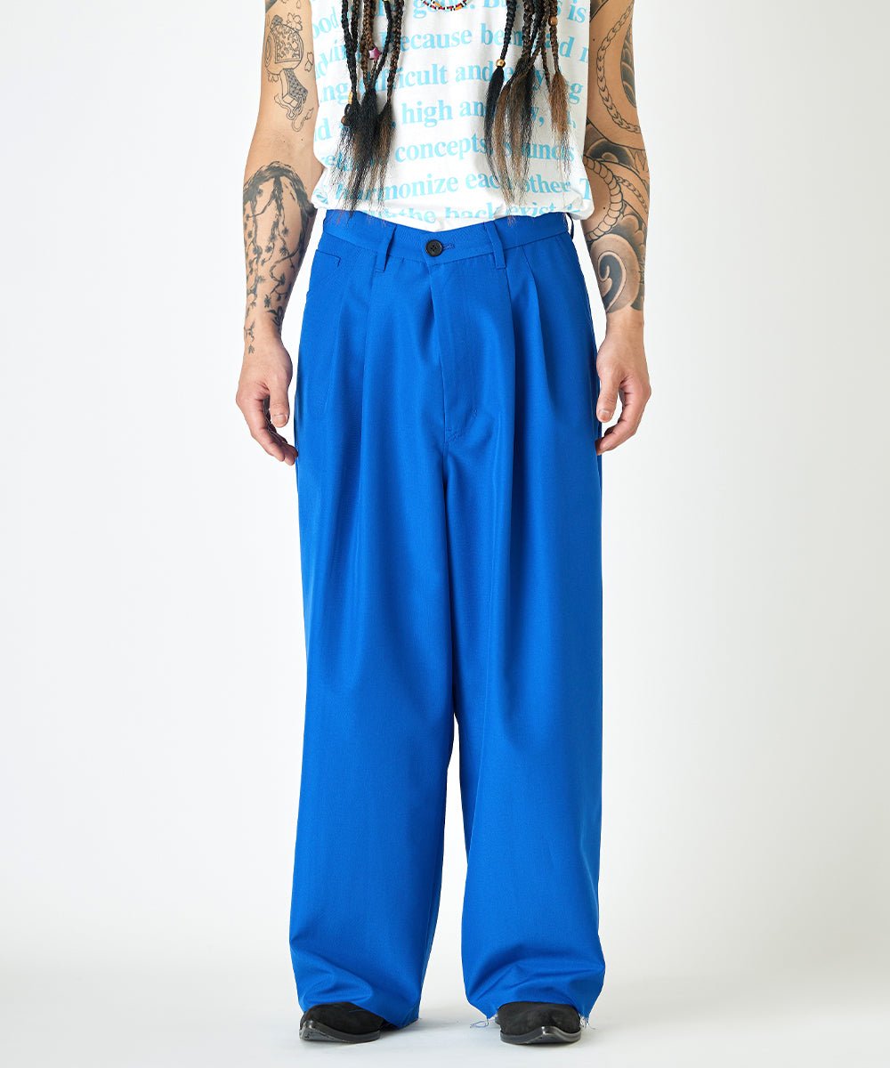Two tuck wide trousers - BLUE - DIET BUTCHER